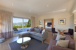 Living area - Hilltop Lodges with Hot Tub overlooking Loch Creran and Lismore. (Benderloch)