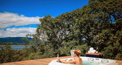 Hilltop Lodges with Hot Tub overlooking Loch Creran and Lismore.