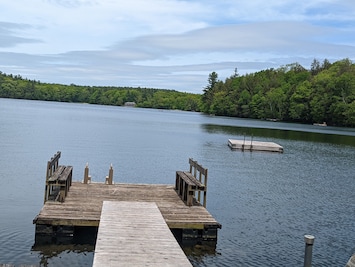 Pontoon dock with ladder and a float
