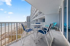 Outdoor dining - Lighthouse 703 "Sea Haven" Beachfront condo with huge balcony! (Gulf Shores)
