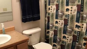 Bathtub, free toiletries, hair dryer, towels