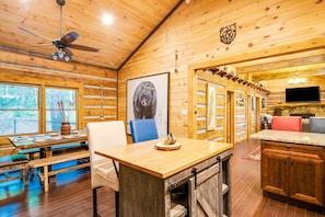 Dining - Upscale cabin with secluded setting - fireplaces, central AC & huge front porch (Cherry Log)