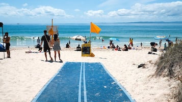 Beach nearby, sun loungers