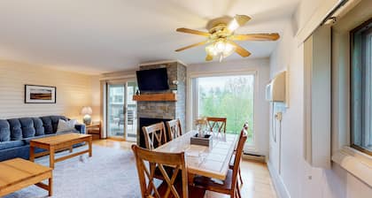 Condo with balcony, washer/dryer, & shared indoor pool/hot tub