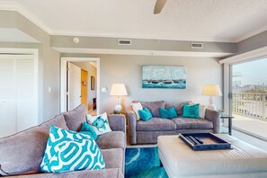 TV, caminetto, libri, impianto stereo