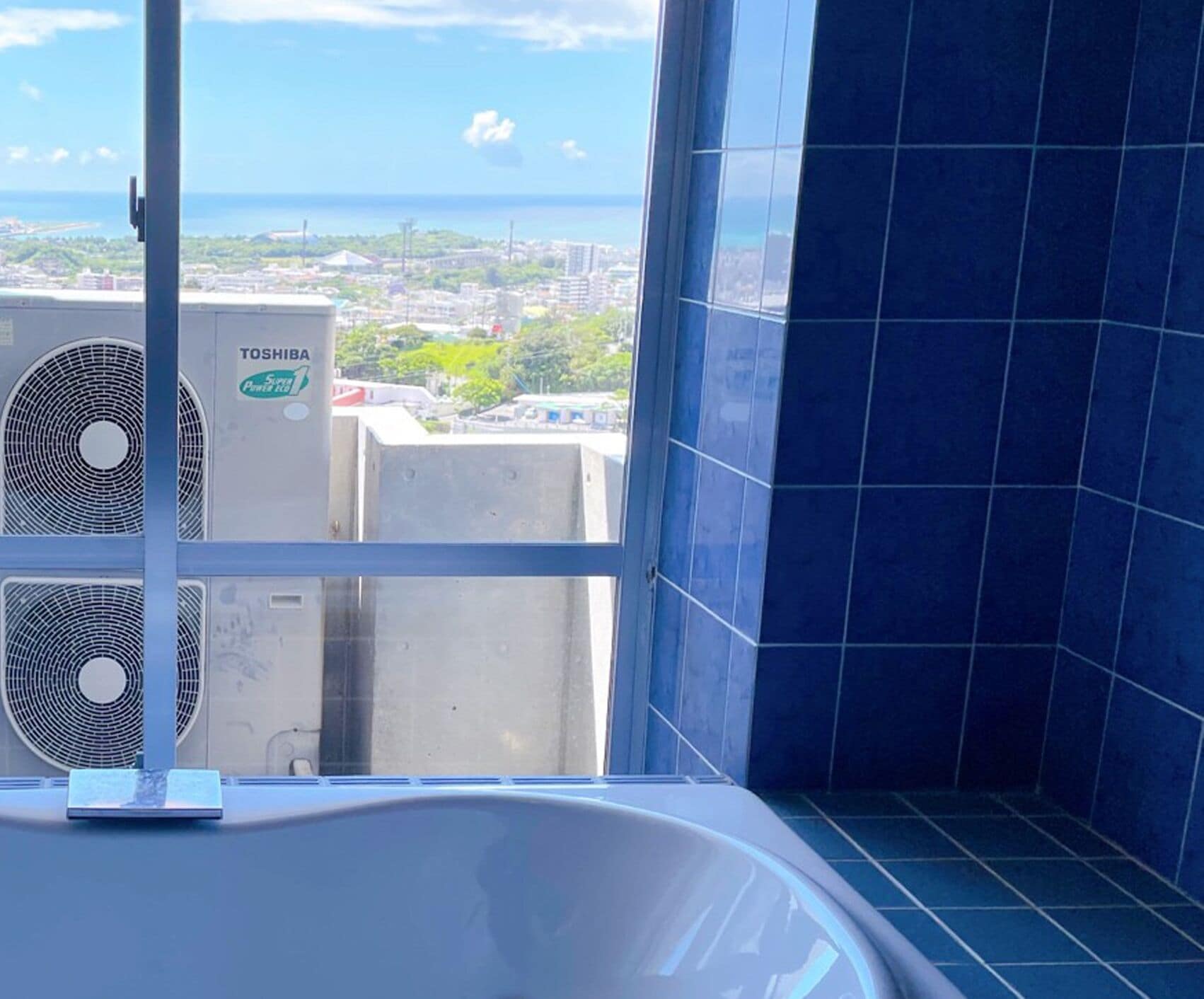 Separate tub and shower, deep soaking tub, hydromassage showerhead