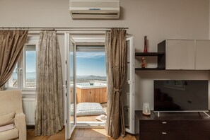 Superior Apartment | Living area | Flat-screen TV, fireplace