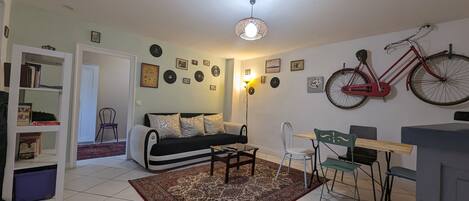 TV, DVD-spiller, bøker og filmbibliotek