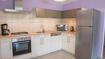 Frigorífico, microondas, horno y lavavajillas