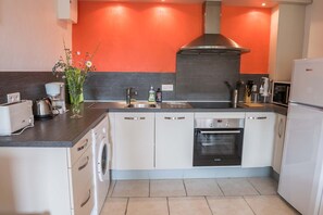 Fridge, microwave, oven, toaster