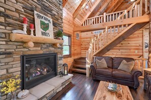 Smart TV, fireplace, DVD player, foosball