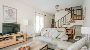 TV, DVD player, books