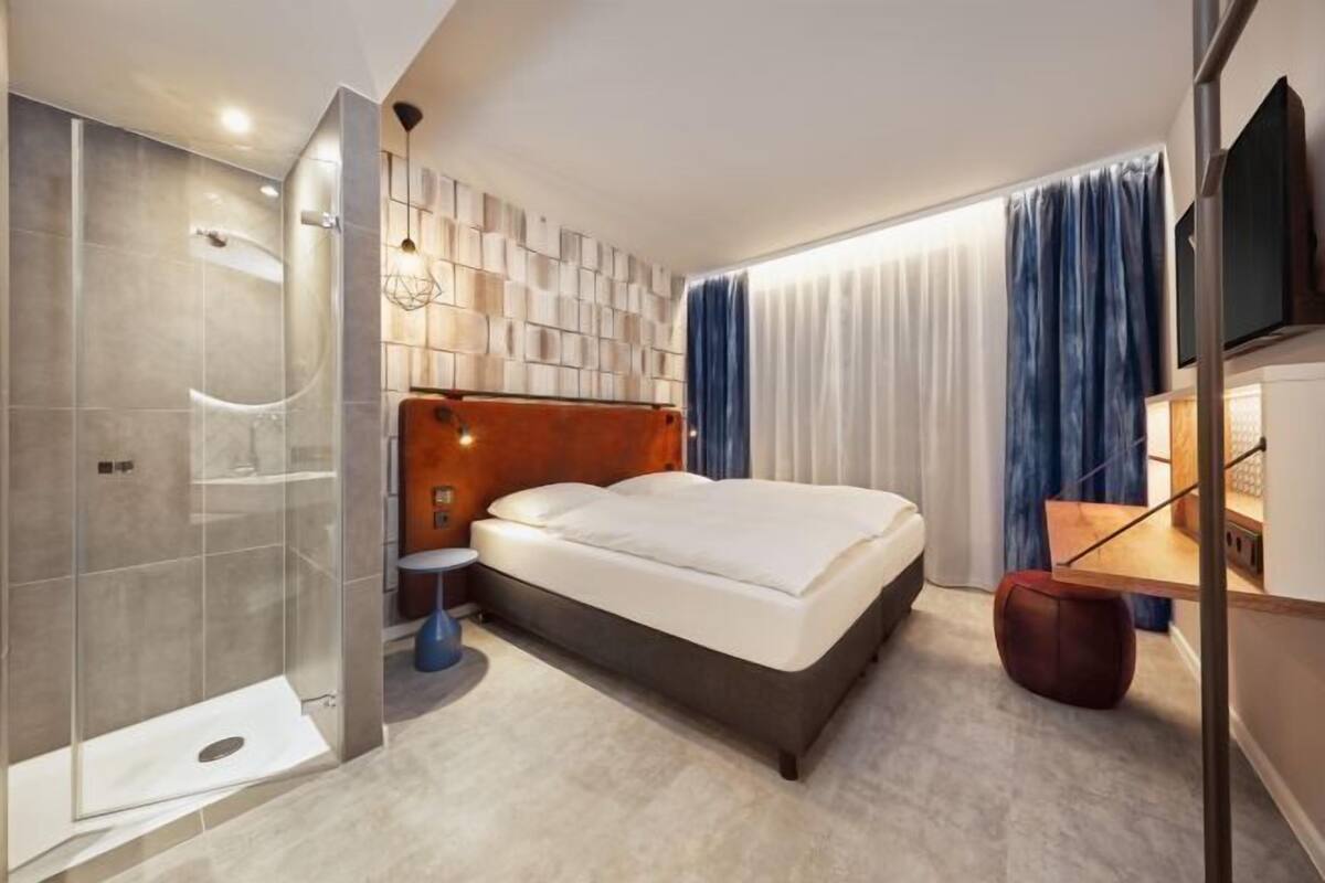 Hypo-allergenic bedding, desk, laptop workspace, soundproofing