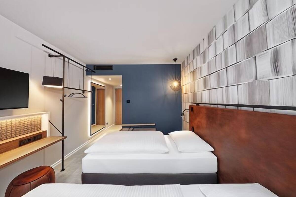 Hypo-allergenic bedding, desk, laptop workspace, soundproofing