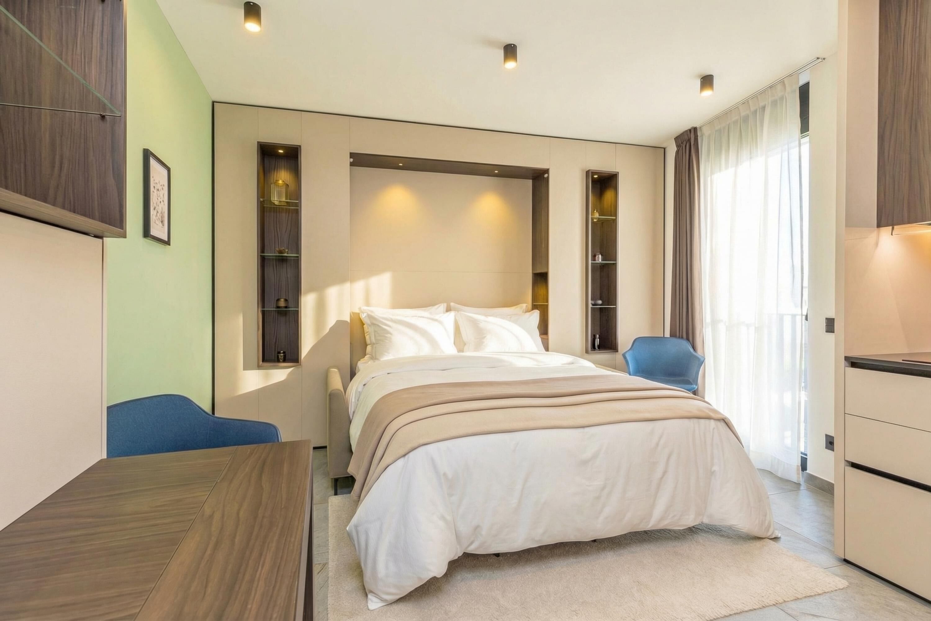 家庭開放式客房 (ICON H Lugano 204 Suite Micro-Living) | 筆電工作空間、熨斗/熨衣板、免費無線上網、床單