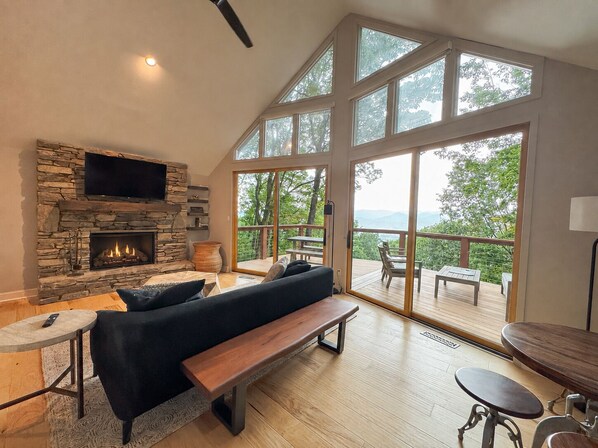 Smart TV, fireplace, video games, books