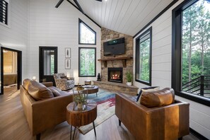 Smart TV, chimenea, videojuegos y libros