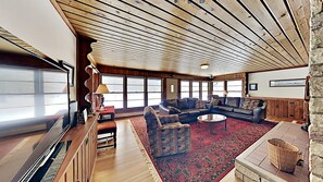 Cabin, Multiple Beds, Kitchen | Living area | 40-inch TV with cable channels - George's Lakeside Haven on Lac Courte Oreilles (Stone Lake)