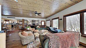 Cabin, Multiple Beds, Kitchen | Living area | 40-inch TV with cable channels - Ravensong Lodge (New Auburn)