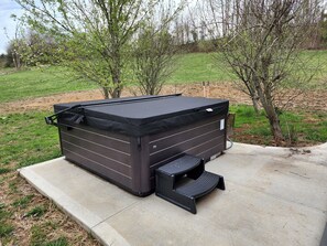 Outdoor spa tub - New! Custom built private home on a pond, with large hottub. (Athens)