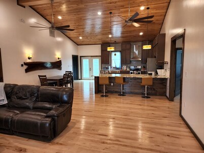 New! Custom built private home on a pond, with large hottub.