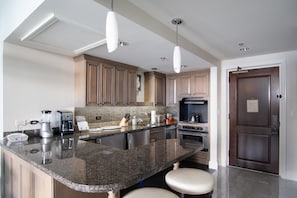 Fridge, microwave, dishwasher