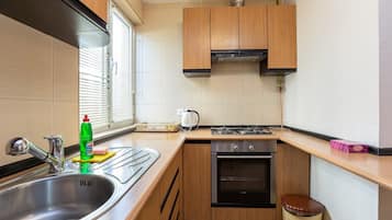 Superior Apartment | Private kitchen | Stovetop, electric kettle, griddle, cookware/dishes/utensils