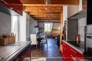 Fridge, microwave, oven, dishwasher