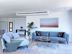 Flat-screen TV, stereo, offices - Seafront penthouse - terrace, AC, lift & parking (Tel Aviv-Yafo)