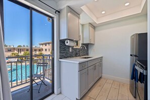 Fridge, microwave, oven, stovetop - Upham Beach #1 Location Heated Pool Stylish Studio (St. Pete Beach)