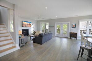 Smart TV, fireplace, video games, books