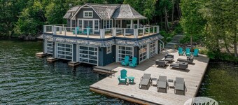 Exquisite 8 bed, 7 bath cottage on Lake Joseph boasting infinity pool + hot tub!