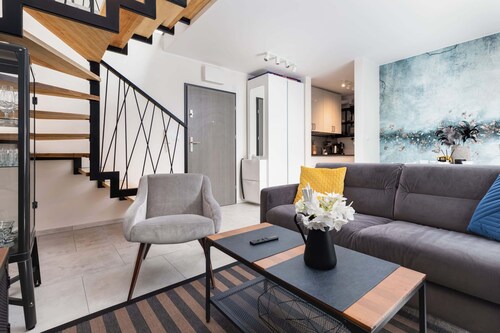 Two-level Apartment | 280 m to the Beach, Balcony and Parking