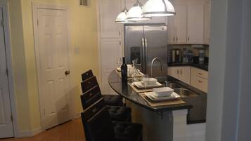 Fridge, microwave, oven, dishwasher