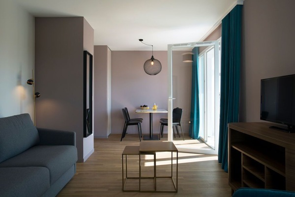 Relax in the comfortable living area.