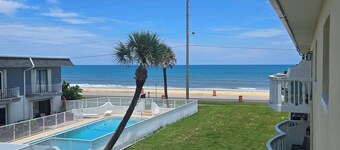 2 bed 1 bath condo with pool, wi-fi, beachfront, near Daytona. No Cleaning Fee!