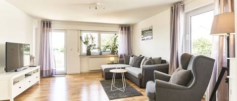 TV, DVD player, stereo