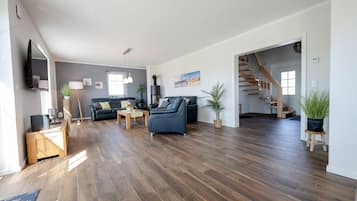 Fernseher, Kamin, DVD-Player, Stereoanlage