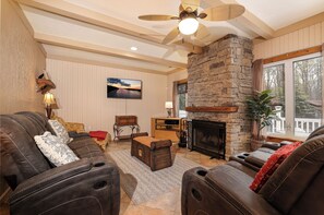 Smart TV, fireplace, offices, computer monitors