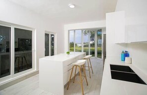 Fridge, oven, stovetop, coffee/tea maker