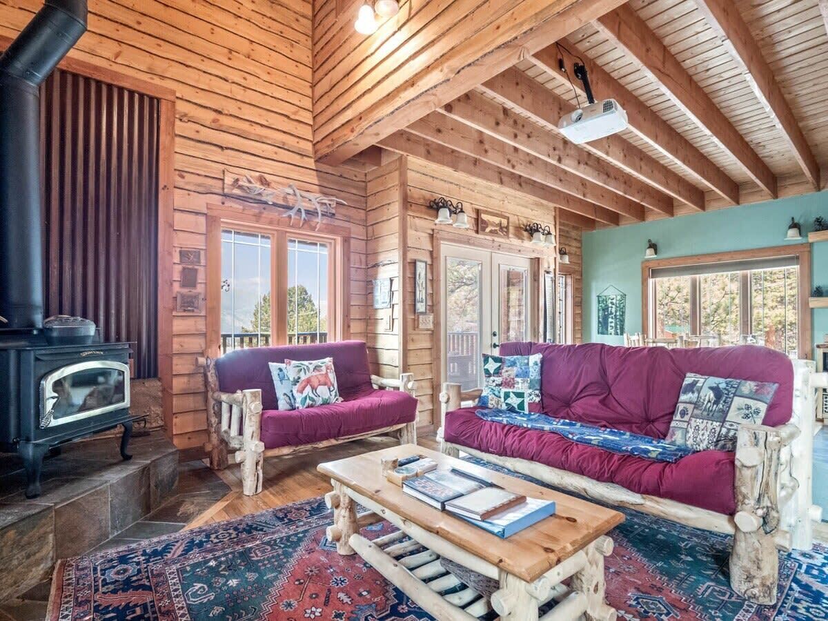 TV, caminetto, libri, studio