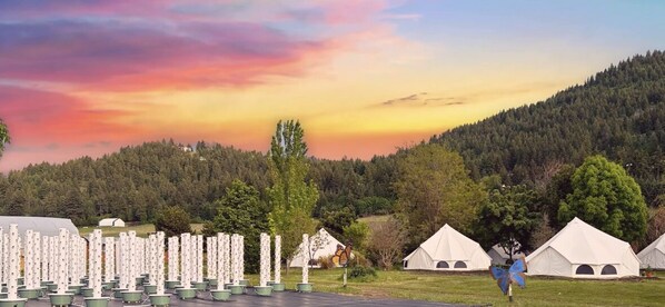 Presidential Tent | Premium bedding, down comforters, pillowtop beds, bed sheets - Utopia Feels Botanical Glampground (Coldstream)