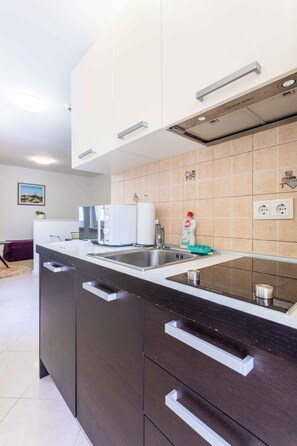 Fridge, microwave, stovetop
