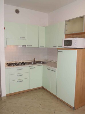 Kühlschrank, Mikrowelle, Herdplatte