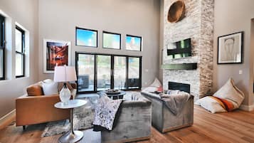 Smart TV, fireplace, video games, books