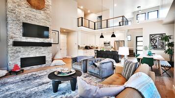 Smart TV, fireplace, video games, books