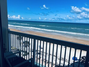 On the beach, sun-loungers, beach towels
