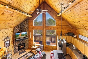 Smart TV, fireplace, video games, books
