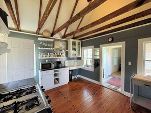 Fridge, microwave, dishwasher, coffee/tea maker