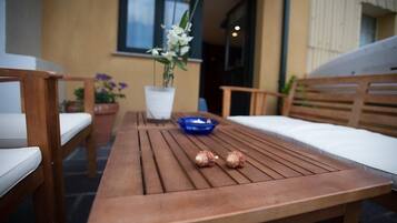 Habitación panorámica con 2 camas individuales | Terraza o patio